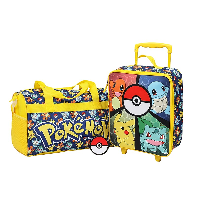 Bioworld 3-Piece Pokemon Carry-On Luggage Set with Wheels, Mulitcolored (DBY6SRZPOKPP00) image 1