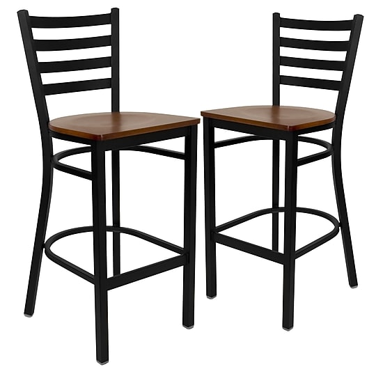 Flash Furniture HERCULES Series Traditional Metal Ladder Back Restaurant Barstool, Black/Cherry, 2-Pieces/Pack (2XUDG697BCHW)~#|#~90DE6BDB-83A7-49A9-9F98F57E63948963_sc7