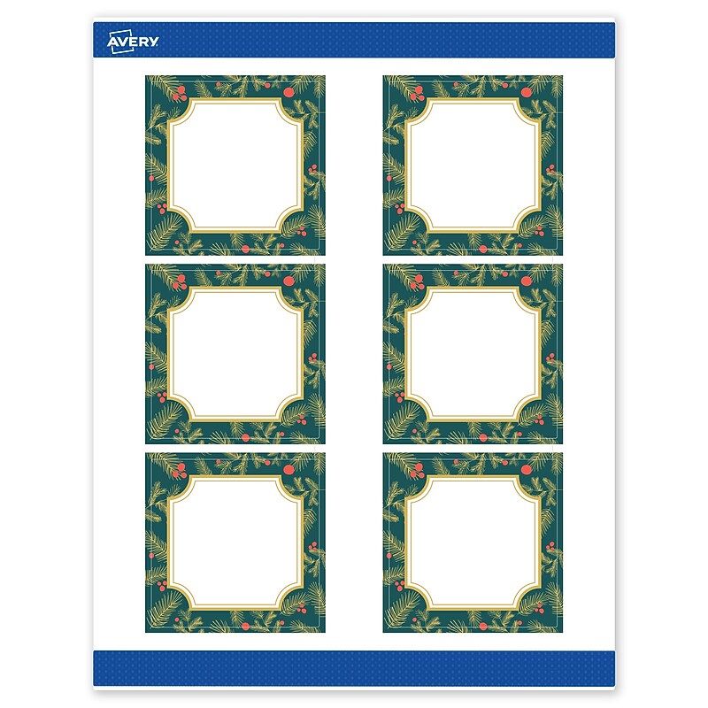 Avery Square Multipurpose Labels, 3" x 3", White, 60/Pack (19479370503) image 1