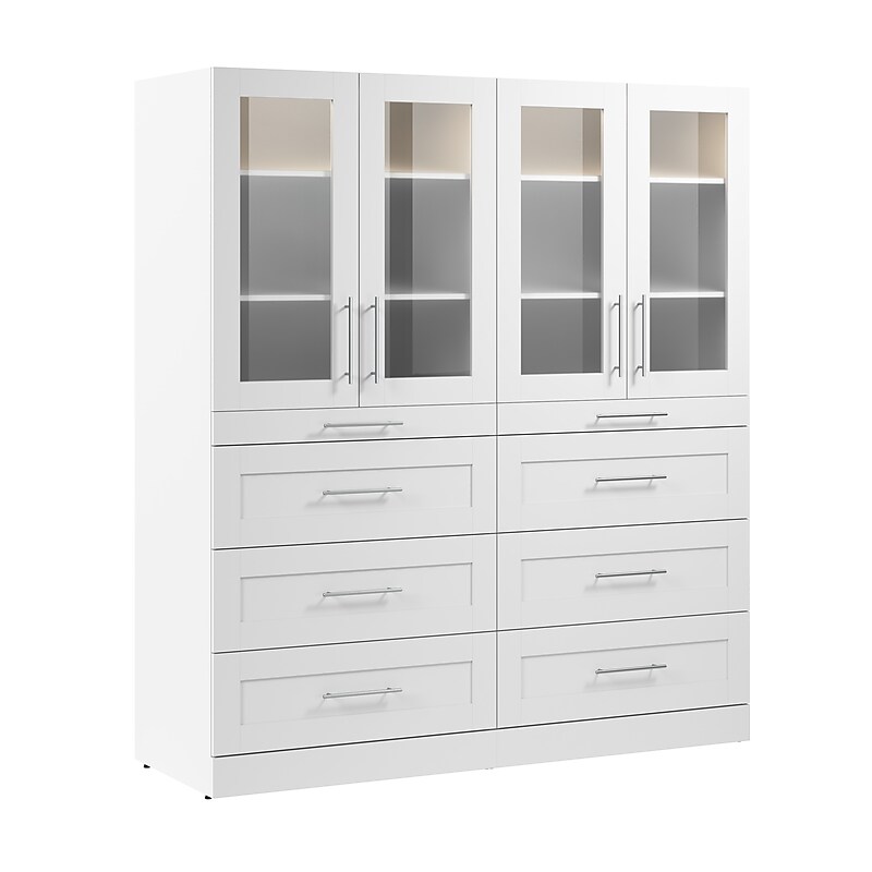 Bestar Florence Walk-In Closet System, 10 Shelves, 8 Drawers, 71"W x 25"D, White (127614-000017) image 1
