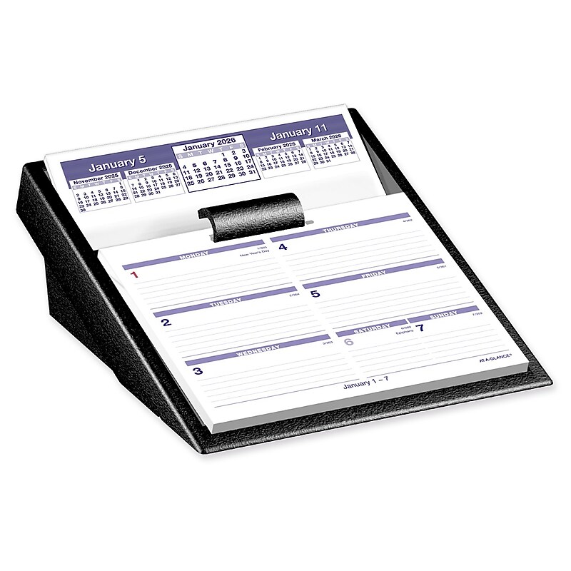 2027 AT-A-GLANCE Flip-A-Week 5.5" x 7" Weekly Desk Calendar, White/Purple (SW700X-00-27) image 1