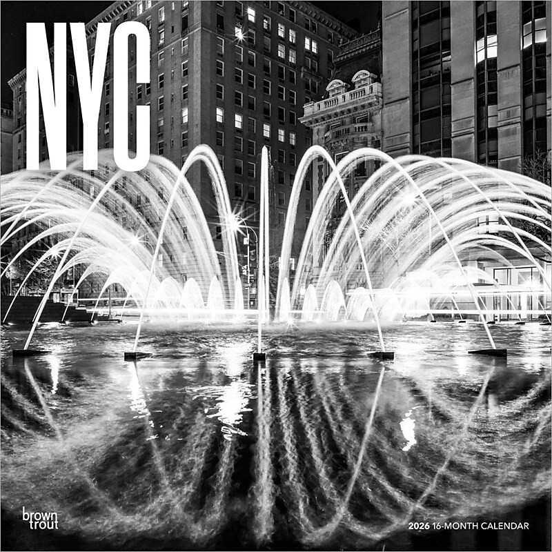 2026 BrownTrout New York City Black & White 12" x 12" Monthly Wall Calendar (9798330704880) image 1