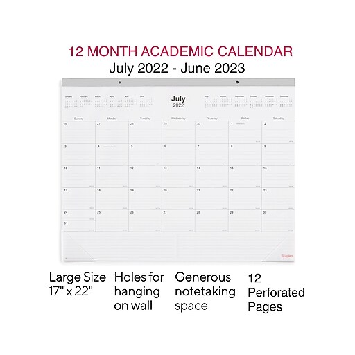 2023 Calendar Staples 2022 2023 Staples Academic 22 X 17 Monthly Calendar Gray St59496 22 Staples