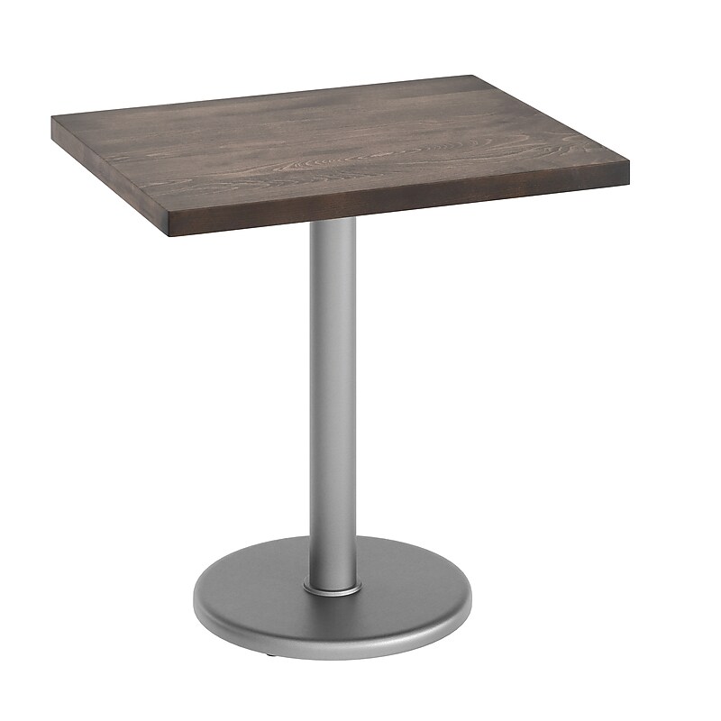 Flash Furniture Bennett Wooden Commercial Indoor Table, 30" x 24", Dark Brown Top/Silver Base (GSF2430DBTR18S) image 1