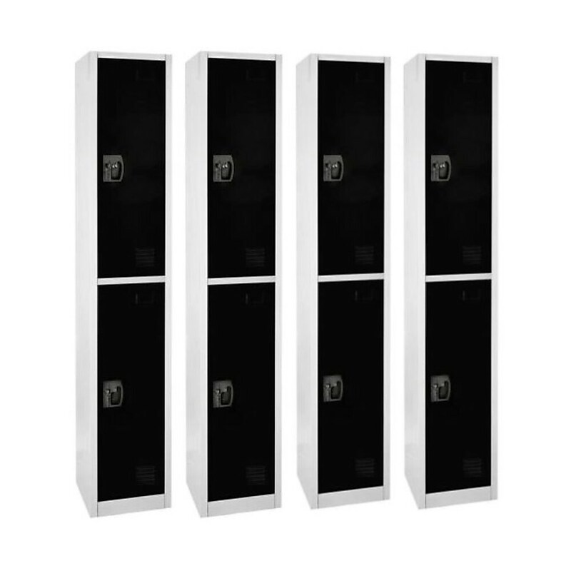 AdirOffice 72'' 2-Tier Black Storage Locker, 4/Pack (629-202-BLK-4PK) image 1