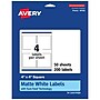 Avery Laser/Inkjet Multipurpose Labels, 4" x 4", White, 200 Labels/Box (94100)~#|#~90F829EC-A0CC-45DF-B103E50D5C9B17B5_sc7