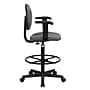 Flash Furniture Mid Back Fabric Ergonomic Drafting Stool With Arms, Gray (BT659GRYARMS)~#|#~90FBD16B-9DDE-4A90-B9DB0384D4BA6FC6_sc7