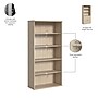 Bush Business Furniture Studio C Tall 5 Shelf Bookcase, Natural Elm (SCB136NE)~#|#~90FBE557-B808-41ED-911E2095B391C5C7_sc7