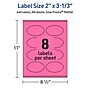 Avery Laser/Inkjet Oval Multipurpose Labels, 2" x 3-1/3", Bright Pink, 640/Box (94056)~#|#~90FE71F5-7393-4EE8-BC81E39E57BBCEBC_sc7