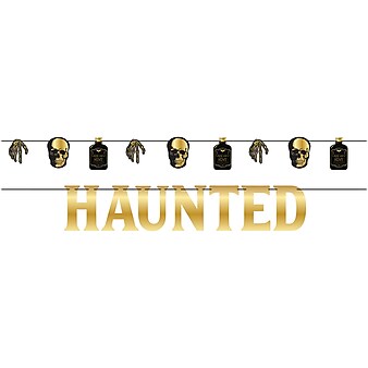 Amscan Boneyard Halloween Banner Set, Gold/Black, 2/Pack (120697)