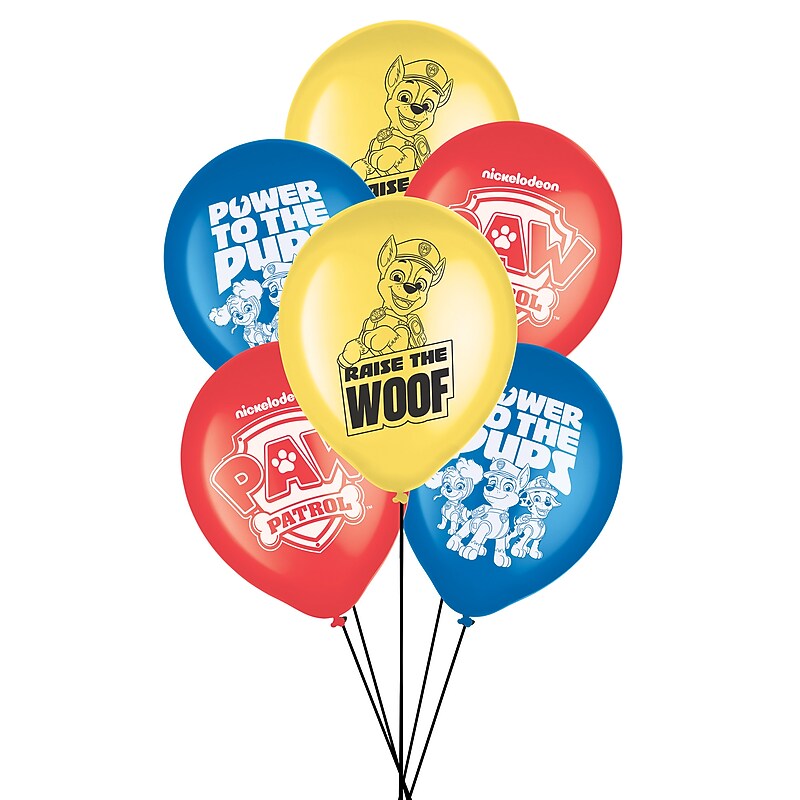 Party City 12" Paw Patrol Latex Balloons, Assorted Colors, 6/Pack (AM60010024) image 1