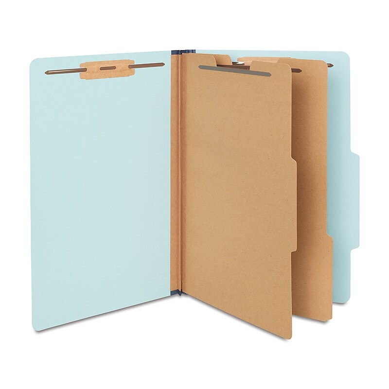 Staples® 60% Recycled Pressboard Classification Folder, 2-Dividers, 1" Expansion, Legal Size, Light Blue, 5/Pack (TR413757-US) image 1