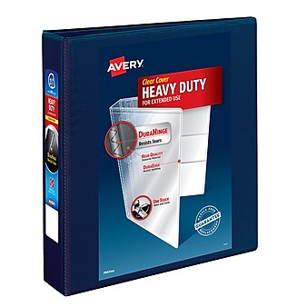 Avery Heavy Duty 1 1/2" 3-Ring View Binders, D-Ring, Navy Blue (79805)