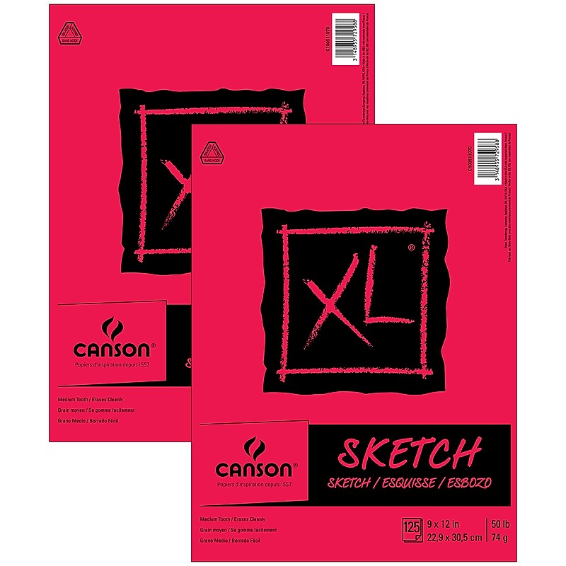 Canson XL Series 9" x 12" Sketch Pad, 25 Sheets/Pad, 2/Bundle (MCXC100511070-2) image 1