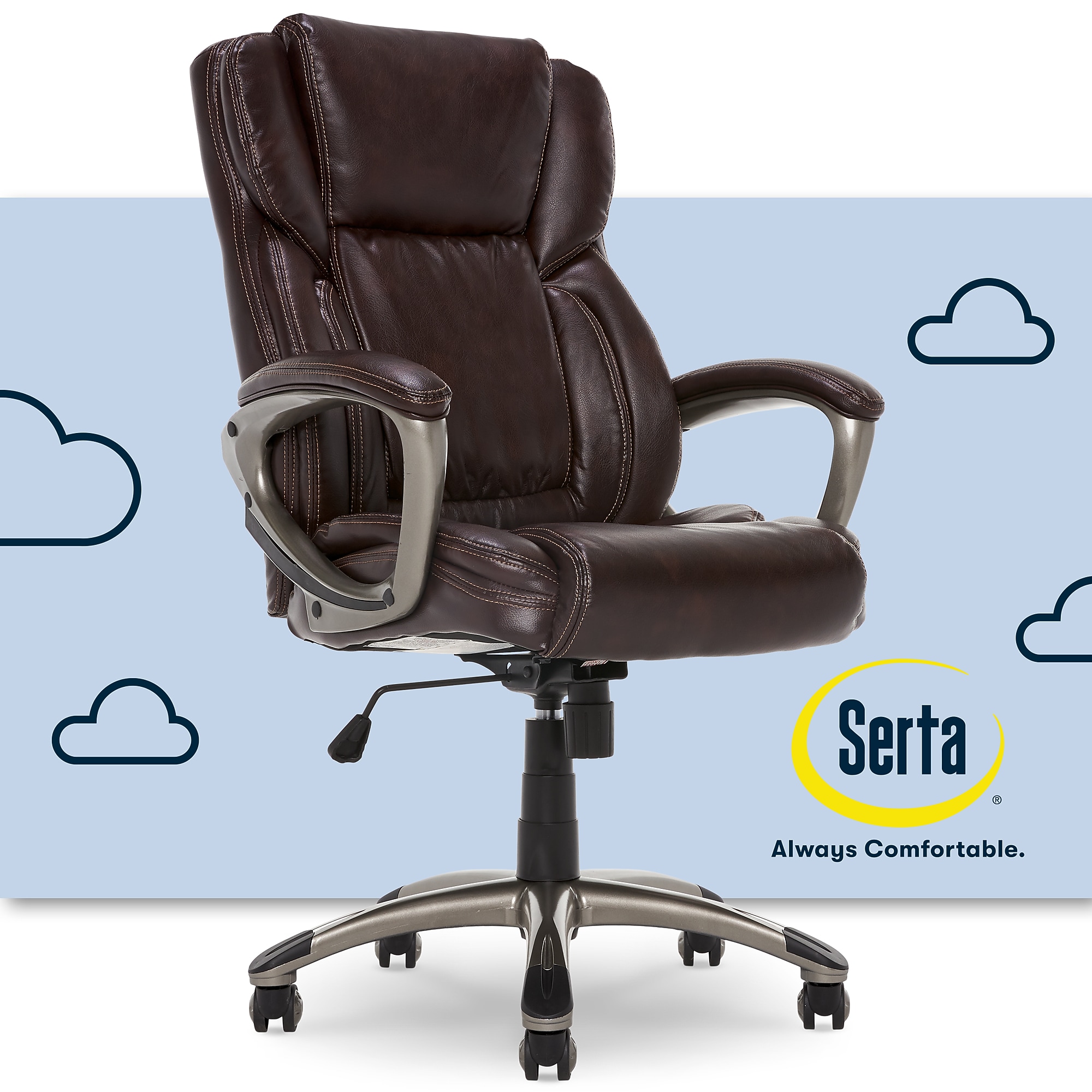 Serta Garret Ergonomic Bonded Leather Swivel Executive Chair, Biscuit Brown (CHR200090) Sansujyuku sansujyuku.com