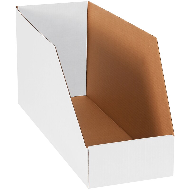 Partners Brand Corrugated Storage Bin, 24" x 12"x 8", White, 25/Bundle (BINJ82412) image 1