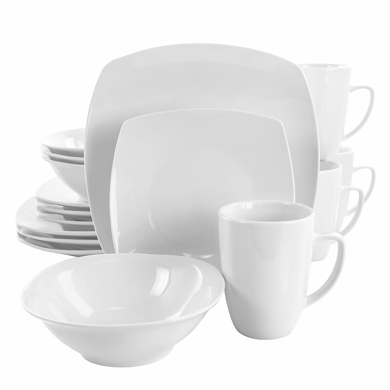 Elama Bishop Porcelain Soft Square Dinnerware Set, 16 Piece (937114772M) image 1