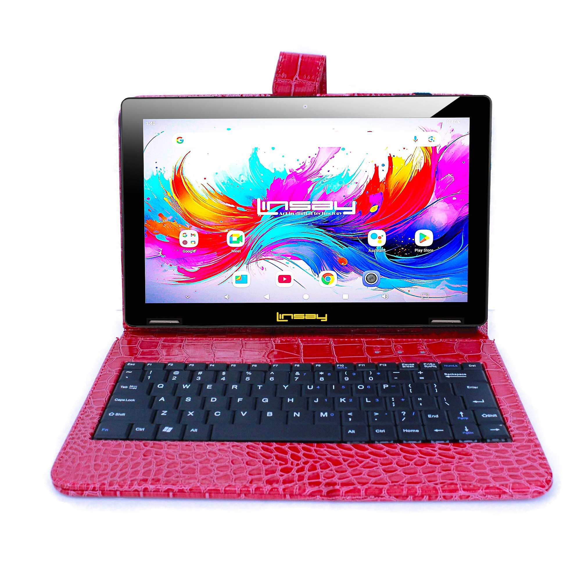 Linsay F10 Series 10.1″ Tablet, Wi-Fi, Octa Core, 256GB eMMC, Android 15, with Red Crocodile Keyboard Case (F10IPGBKCOREDWPLUS) Sansujyuku sansujyuku.com