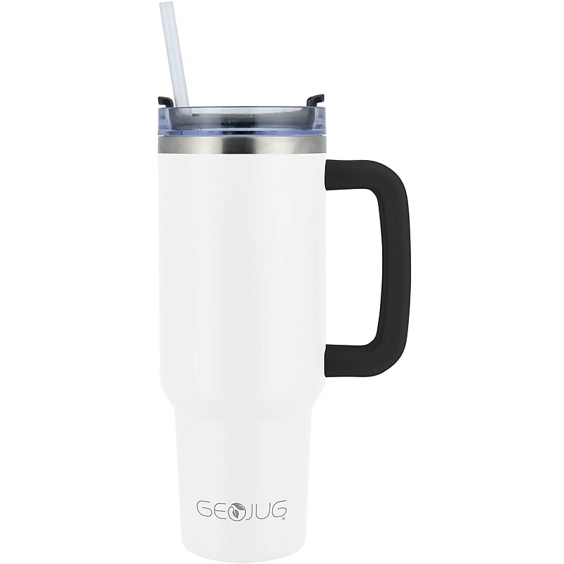 Brentwood Geojug Stainless Steel Double Walled Tumbler Cup, 40 oz., Cream (CMB-1200CRM) image 1