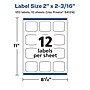 Avery Laser/Inkjet Square Waterproof Multipurpose Labels, 2.1875"  x 2", White, 120/Pack (94124)~#|#~913405F6-A303-4A41-BA81FFDBB86F4355_sc7