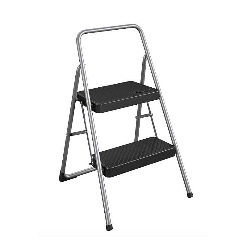 Cosco 2-Step Folding Steel Step Stool, 200 lb Capacity, 28.13" Working Height, Cool Gray (11137PBL1E) image 1