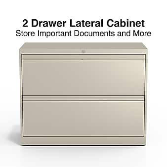 Staples Commercial 2 File Drawers Lateral File Cabinet, Locking, Putty/Beige, Letter/Legal, 36"W (20052D)