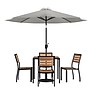 Flash Furniture Lark All-Weather Patio Set, Gray Umbrella, 7 Piece Set (XU8134UB19BGY)~#|#~91402CFB-62FF-460A-A227B30990D8437B_sc7