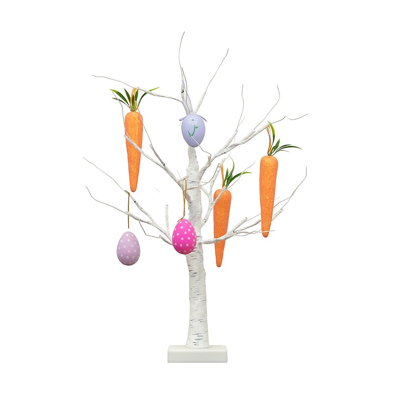 Nearly Natural 2-ft Pre-Lit Artificial Easter Egg and Carrots Ornament Twig Tree with 24 Warm White LED Lights (T5466) image 1