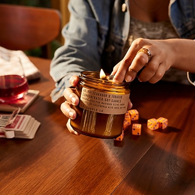 P.F. Candle Co. Classic Line Teakwood & Tobacco Scent Soy Glass Jar Candle - Thumbnail 3