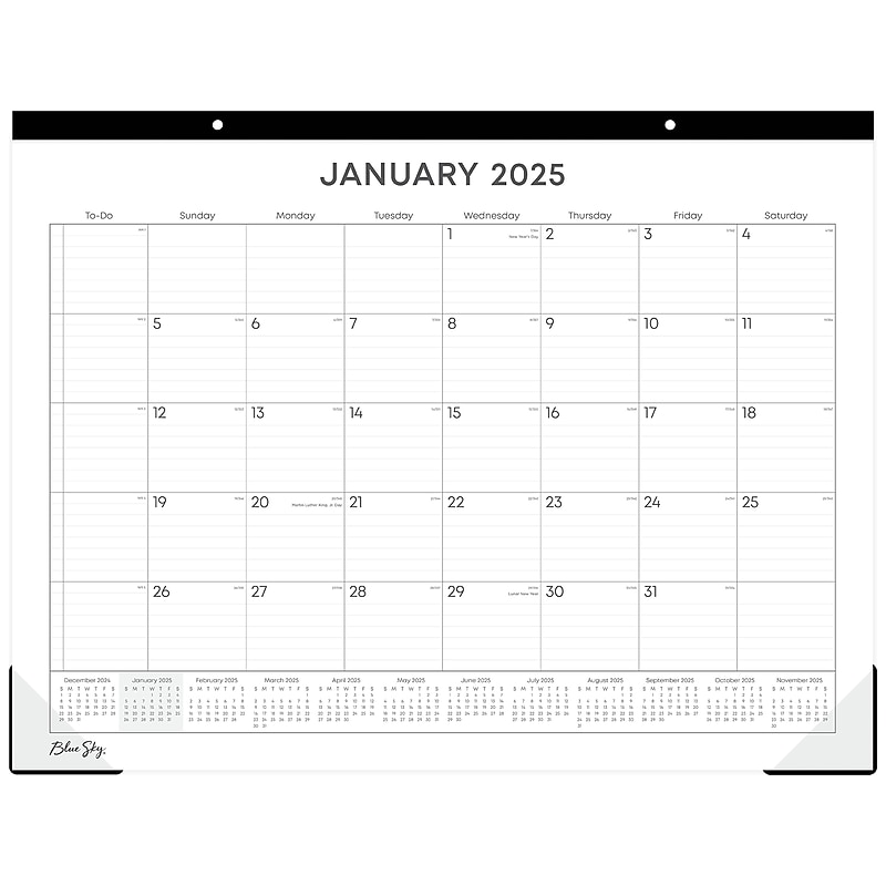 2025 Blue Sky Perspective 22" x 17" Monthly Desk Pad Calendar, White/Black (152193) image 1