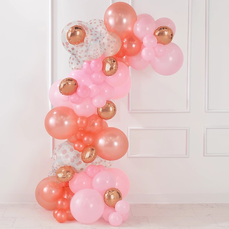Party City (Air-Filled) Latex & Foil Balloon Garland Kit, Rose Gold, 90/Pack (AM111846) image 1