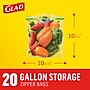 Glad Zipper Storage Bags, Gallon, 20 Bags/Box, 12 Boxes/Carton (55050)~#|#~9162A6DA-546F-46B9-91E7D03240727CBC_sc7