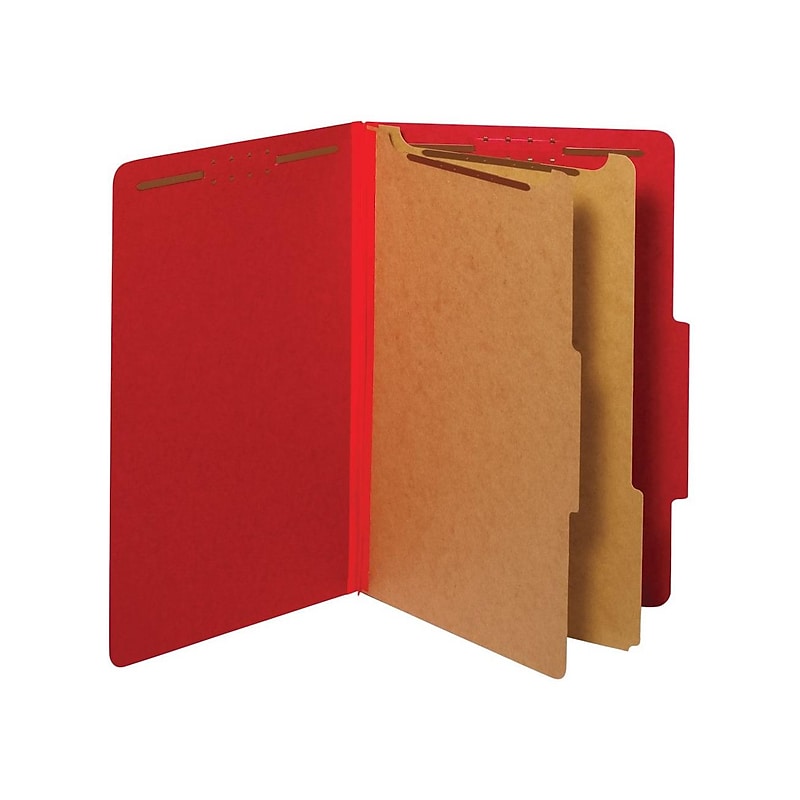Pendaflex Pressboard Classification Folder, 2-Dividers, 2 1/2" Expansion, Legal Size, Bright Red, 10/Box (29031P) image 1