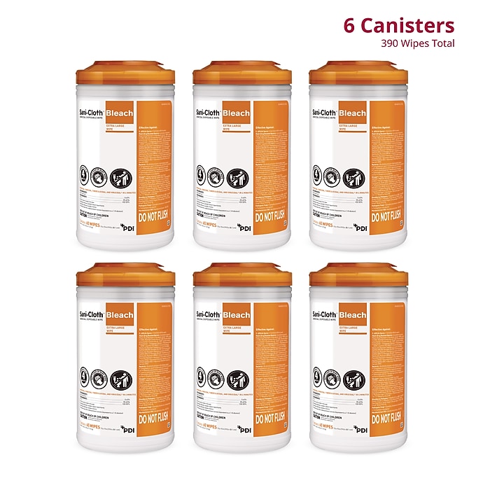 PDI Sani-Cloth Disinfecting Wipes, 65 Wipes/Container, 6/Carton