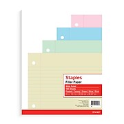 TRU RED™ Wide Ruled Filler Paper, 8" x 10.5", Assorted Colors, 100 Sheets/Pack (TR41637)