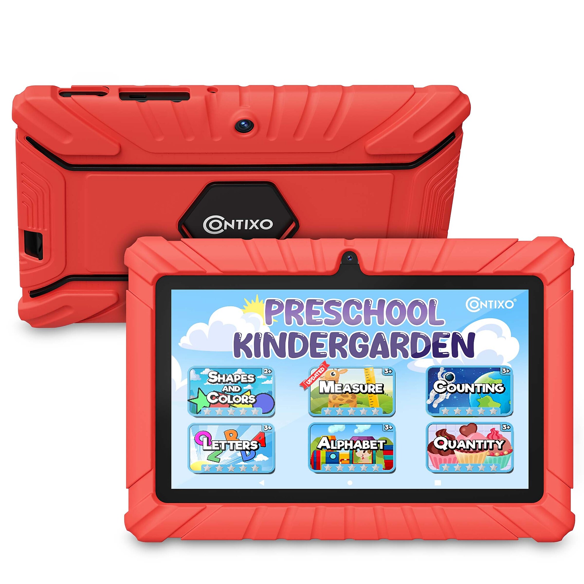 V8 7” Tablet, Quadcore, Wi-Fi, 32GB, Android 13 Bundled with Educational Apps & Durable Kid-Proof Case, Red (V8-2 REDDIS) Sansujyuku sansujyuku.com
