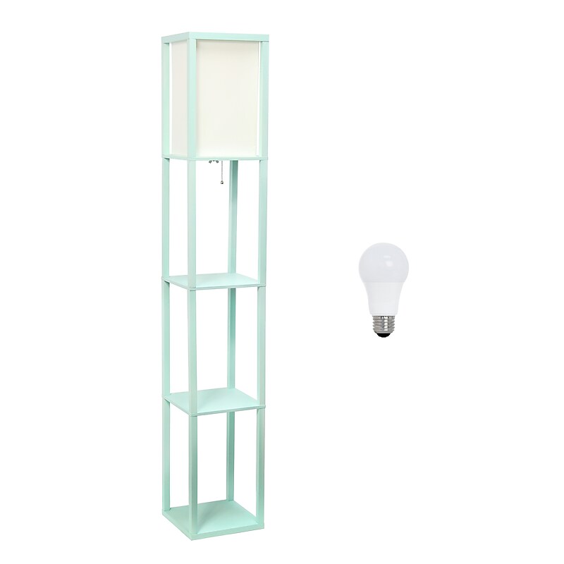 Creekwood Home Classix 62.5" 3-Tier Storage and Display LED Floor Lamp, with Feit LED Bulb, Aqua (CWF-3007-AU-LB) image 1