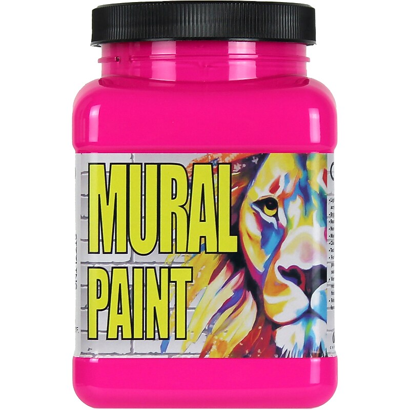 Chroma Mural Neon Acrylic Paint Jar, Sizzling Pink, 16 oz. (CRM2513) image 1