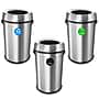 Alpine Industries Stainless Steel Recycling, Trash and Compost Station with Open Lid, 17 Gallon, 3/Pack (ALP470-65L-R-T-CO)~#|#~91A86987-FCEF-48C1-878C984FE4C1197D_sc7