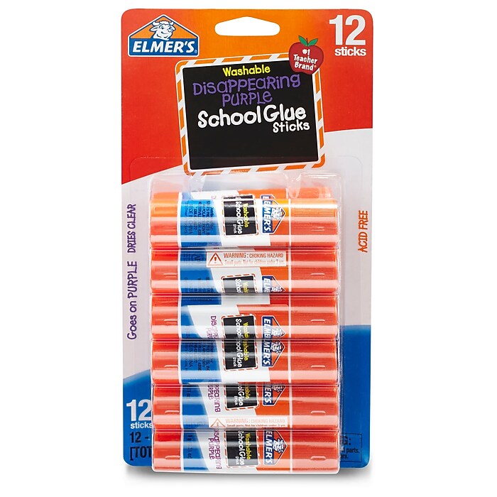 Elmer's Disappearing Purple Washable Glue Sticks, 12-Pack