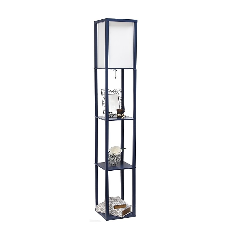Simple Designs Etagere Organizer 62.5" Floor Lamp with Rectangular Shade, Navy Blue (LF1014-NAV-CCLB) image 1