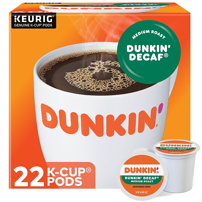 Dunkin' Decaf Coffee, Medium Roast, 0.37 oz. Keurig® K-Cup® Pods, 22/Box (400846) image 1