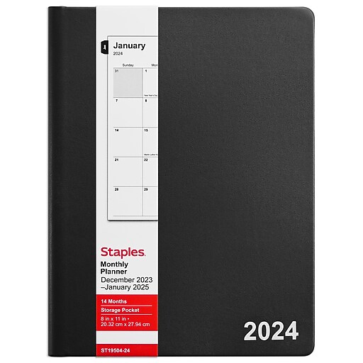 2024 Staples 8" x 11" Monthly Planner, Assorted Colors (ST1950424) Staples