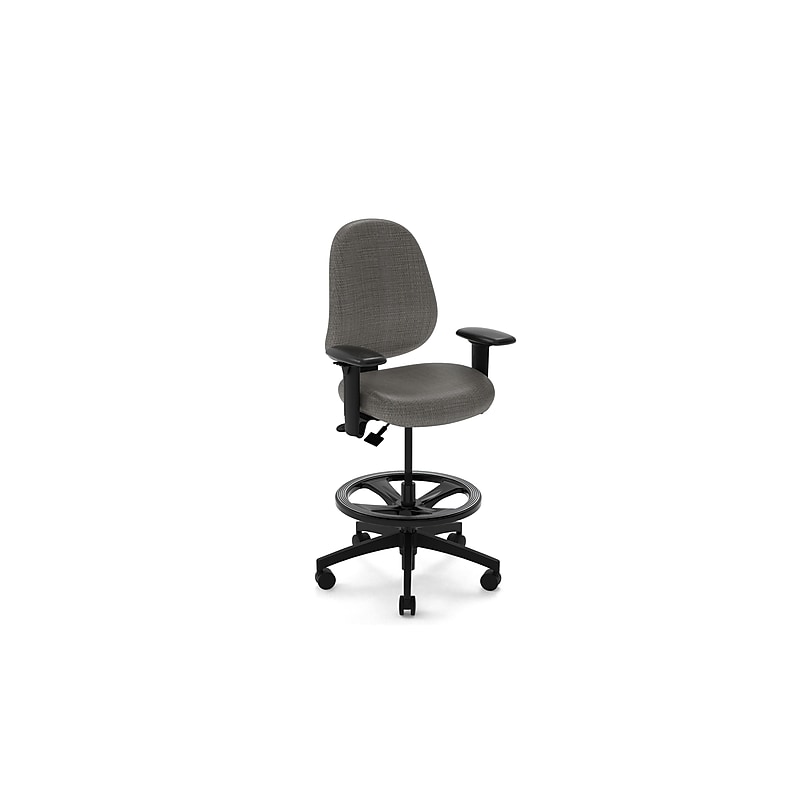 healtHcentric Lab FR Frixion Stool with Backrest and Footrest with Lumbar Support, Dark Grey image 1
