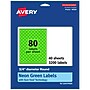 Avery Laser/Inkjet Multipurpose Circle Labels, 0.75" Dia., Neon Green, 3200/Pack (94504)~#|#~91BDC828-AEB4-40B2-B8F51B53C6BF9FFE_sc7