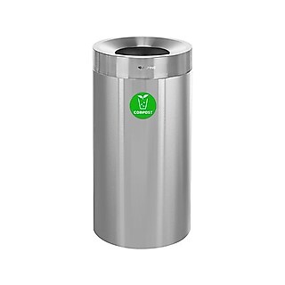Alpine Industries Stainless Steel Trash Can with Open Lid, 27