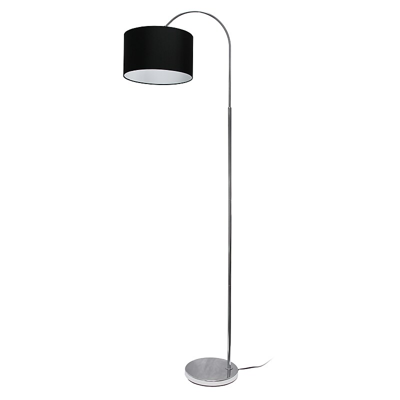 Creekwood Home Vista 66" Brushed Nickel Floor Lamp with Drum Shade, Black (CWF-3006-BK) image 1
