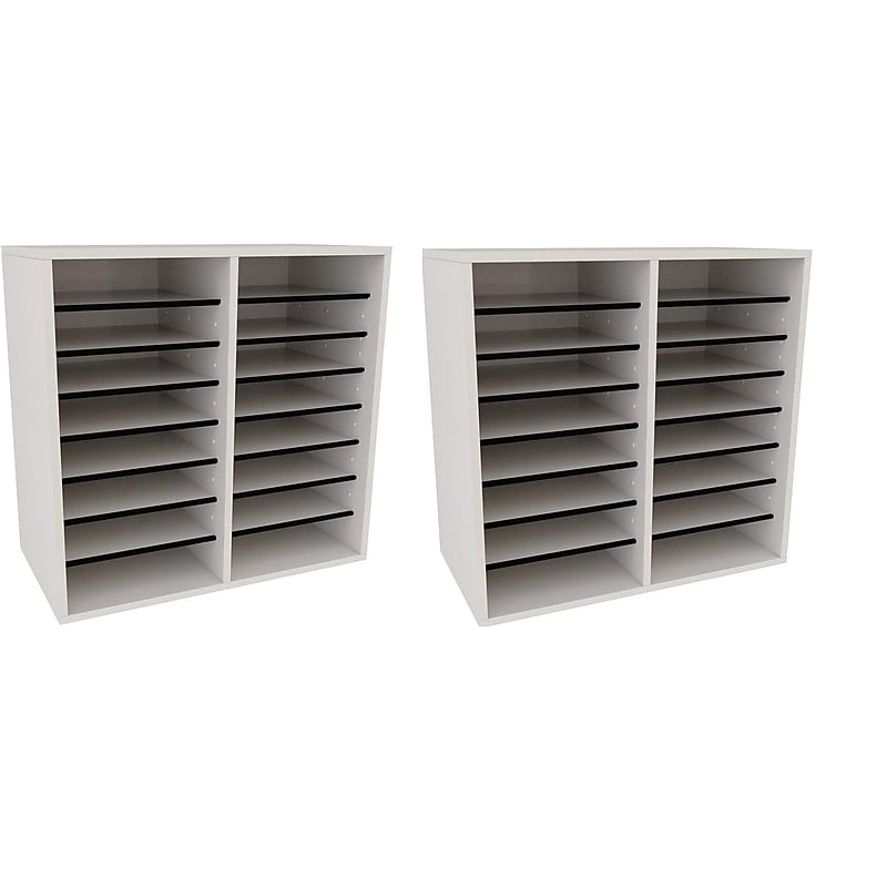 AdirOffice 500 Series 16-Compartment Literature Organizers, 20" x 11.8", White, 2/Pack (500-16-WHI-2PK) image 1