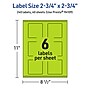 Avery Square Multipurpose Labels, 2.75" x 2.75", Bright Green, 240/Pack (94109)~#|#~91CAB112-DD70-4326-A675095971D13574_sc7