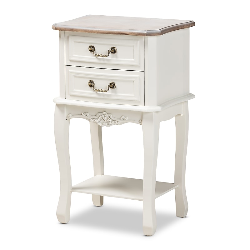 Baxton Studio Amalie 19"W x 14"D End Table, White/Oak (160-10239-HiT) image 1